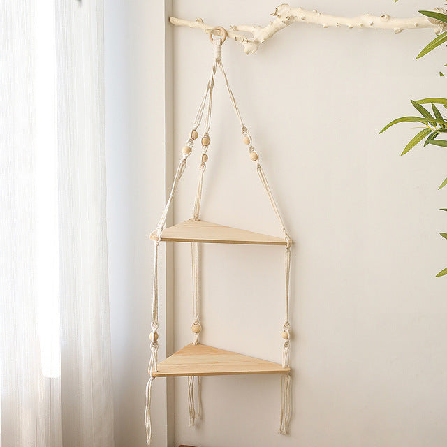 Hanging Macrame Shelf for Bedroom Decor